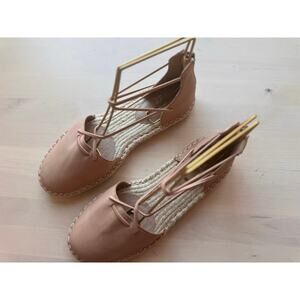 Eileen Fisher Beige Suede Lace Up Espadrille Flats Women’s Size 6.5